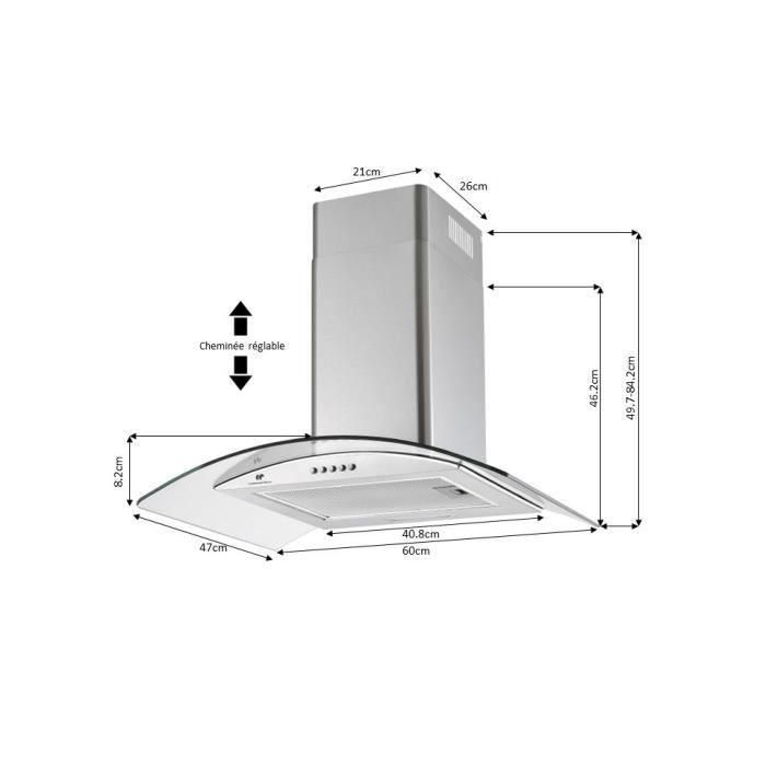 Continental Edison Decorative Hood - L60 cm - vidrio de acero inoxidable 4