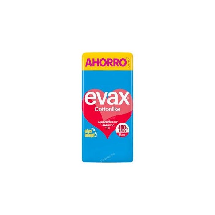 Evax Compresa Higiénica Cottonlike Alas Normal Plus 28 Unidades