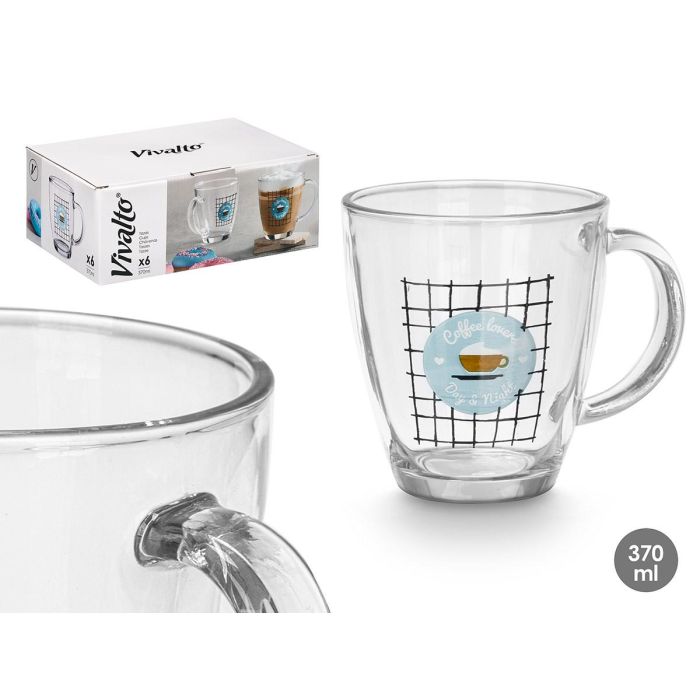 Taza Vidrio Coffee Lovers 370Ml Vivalto 12X10CM (24 Unidades) Taza Vidrio Coffee Lovers 370Ml Vivalto 12X10CM (24 Unidades)