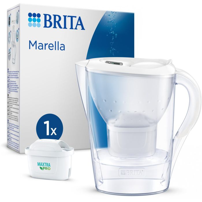 Brita Filtro de Agua para Jarra Marella, 2.4 L, Tecnología Maxtra, Blanco Transparente, Incluye 1 Filtro