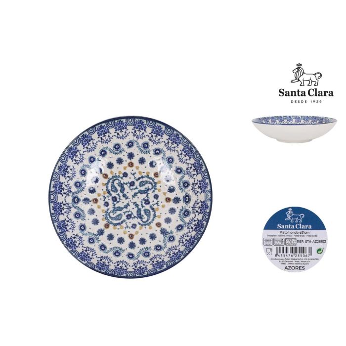 Plato Hondo Azores Monaco 21 cm - Santa Clara, Stoneware, Lavavajillas y Microondas (12 Unidades) Plato Hondo Azores Monaco 21 cm - Santa Clara, Stoneware, Lavavajillas y Microondas (12 Unidades)