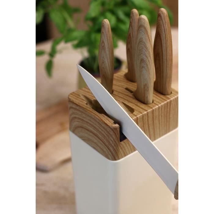 Bloque de cuchillos de 6 piezas - MENASTYL - 5041063 - Hoja de cerámica - Polipropileno - Crema 4 Bloque de cuchillos de 6 piezas - MENASTYL - 5041063 - Hoja de cerámica - Polipropileno - Crema 4