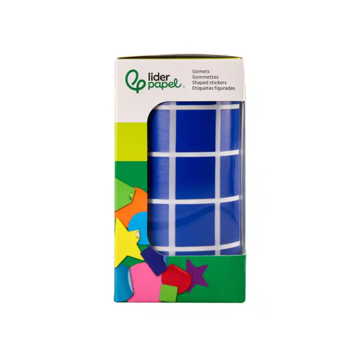 Liderpapel Gomets Autoadhesivo Cuadrado 20x20 mm Azul Rollo 2000 Unidades Caja Carton 3