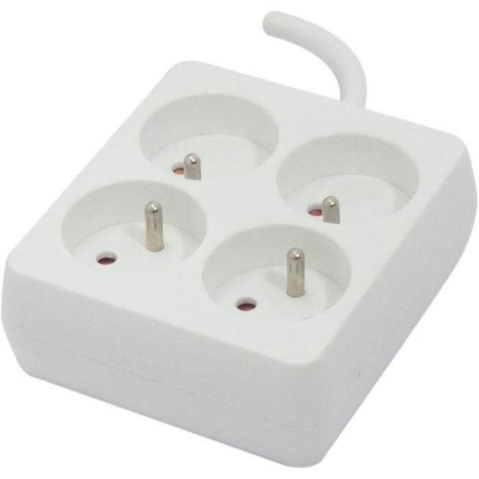 Chacon Bloque Cuadrado 4 x 16 A con Cable de 1,5 m - Blanco