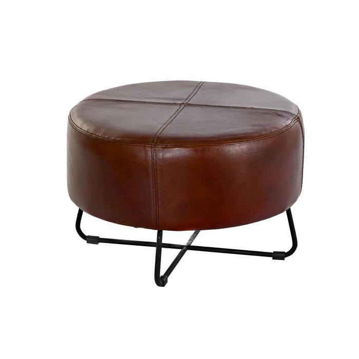 DKD Home Decor Reposapies Vintage Hecho a Mano de Piel y Metal, Marrón y Negro, 55 cm Ancho x 37 cm Alto x 55 cm Largo 3 DKD Home Decor Reposapies Vintage Hecho a Mano de Piel y Metal, Marrón y Negro, 55 cm Ancho x 37 cm Alto x 55 cm Largo 3