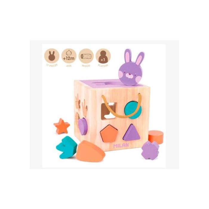 Milan Juguete Educativo de Madera Cubo para Encajar Piezas 'Rabbit' 660505