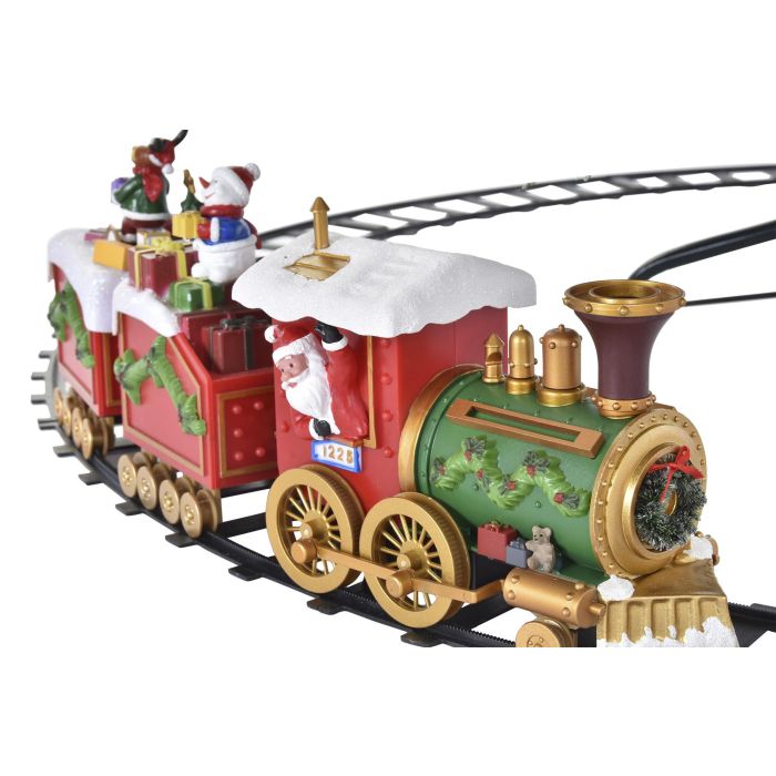 DKD Home Decor Tren Navidad Tradicional LED Multicolor Rojo 136 x 15 x 136 cm Movimiento Musical (2 Unidades) 1