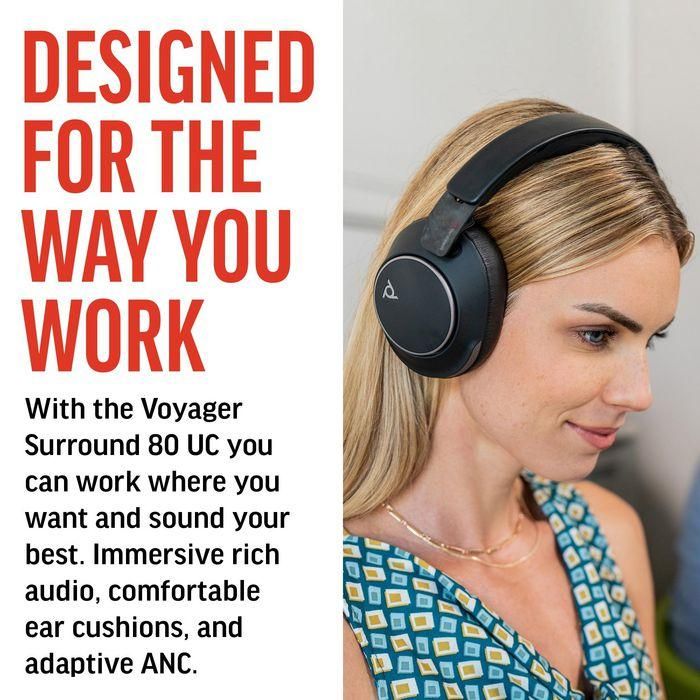 Poly Poly Voyager Surround 80 UC USB-C Headset +USB-C/A Adapter 1 Poly Poly Voyager Surround 80 UC USB-C Headset +USB-C/A Adapter 1