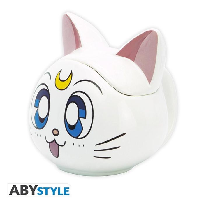 Abystyle Taza 3D Sailor Moon Artemis, diseño coleccionista de dolomita con tapa, 350 ml, no apta para microondas/lavavajillas