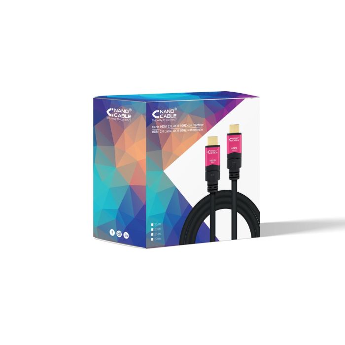 Cable HDMI NANOCABLE 10.15.3725 4K HDR 25 m Negro 3 Cable HDMI NANOCABLE 10.15.3725 4K HDR 25 m Negro 3