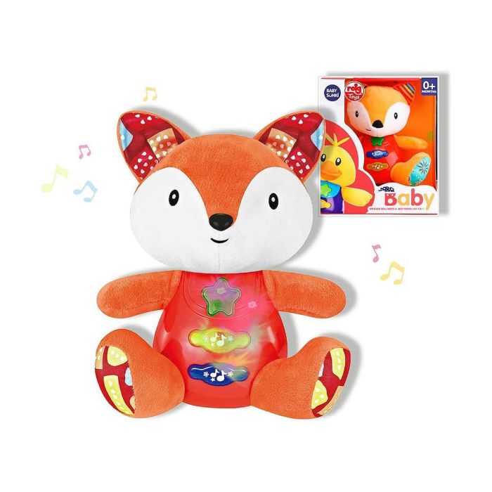 Reig Peluche musical Zorro de 15 cm, juguete de estimulación sensorial con sonido para bebés desde nacimiento, funciona con pilas