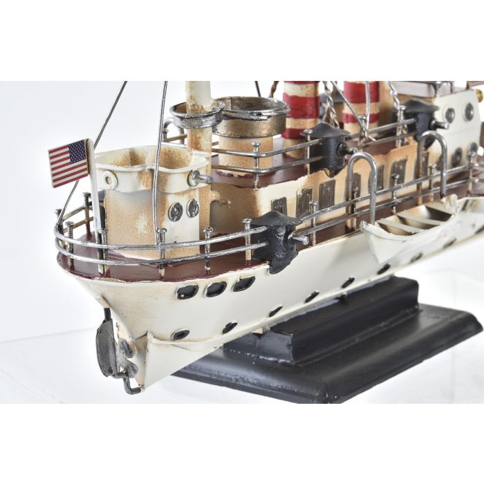 DKD Home Decor Barco Decorativo Vintage de Metal Blanco y Negro, Figura para Decoración del Hogar 13x22x32 cm 1
