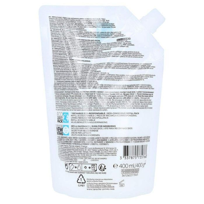 La Roche Posay LIPIKAR SYNDET AP+ creme lavante relipidante recharge - Gel de baño para piel atópica, sensible y seca - 400 ml 1 La Roche Posay LIPIKAR SYNDET AP+ creme lavante relipidante recharge - Gel de baño para piel atópica, sensible y seca - 400 ml 1