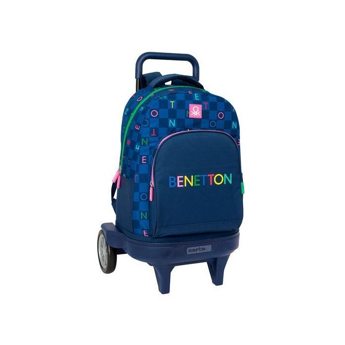 Safta Mochila Gde. C-Ruedas Compact Ext. Benetton "Damero" Escolar Extraíble 33x22x45cm 33L