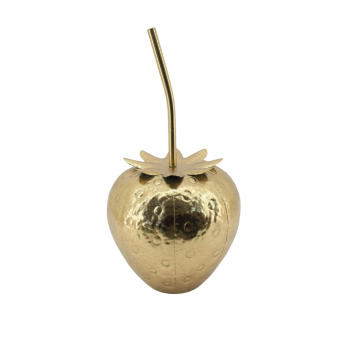 DKD Home Decor Decoración Glam Fresa Dorada de Metal 28.5 x 54 x 28.5 cm (2 Unidades)