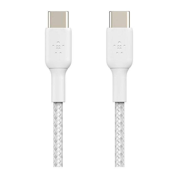 Belkin CAB004BT1MWH Cable Trenzado USB-C a USB-C 1m Blanco, Carga Rápida y Transferencia de Datos 2