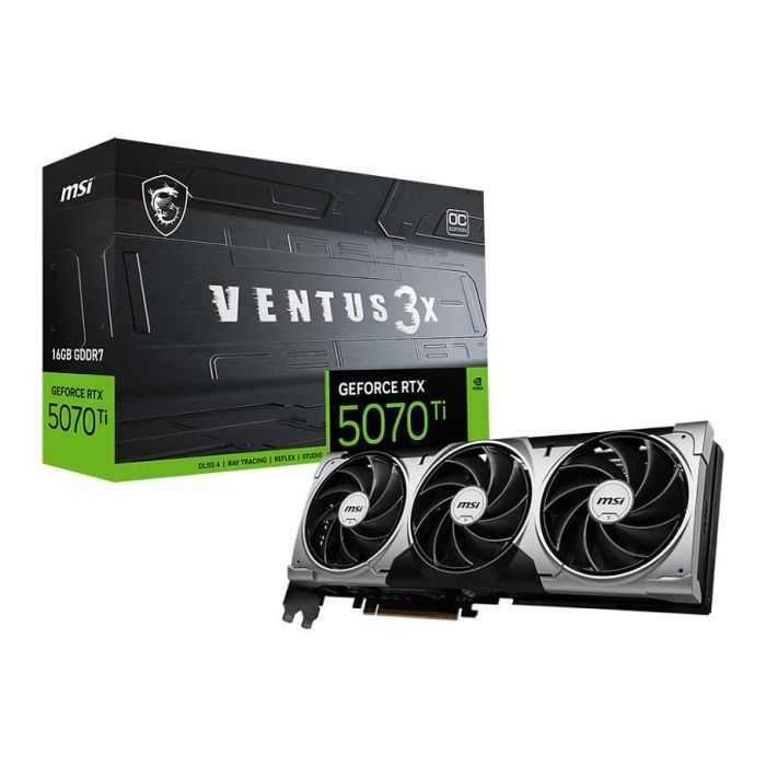 MSI RTX 5070 Ti 16GB GDDR7 Ventus 3X OC Tarjeta Gráfica con 3 Ventiladores 3