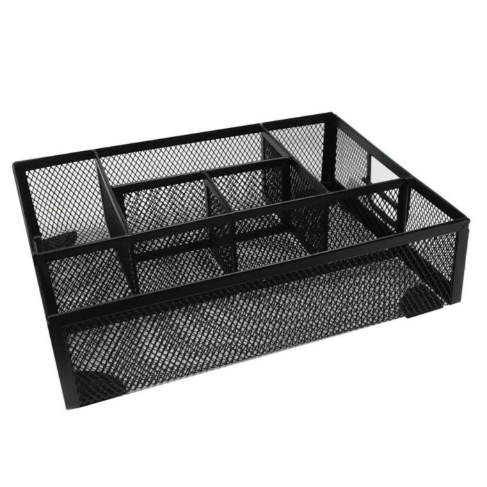 Organizador Sobremesa Q-Connect Kf17291 Bandeja Metalica Rejilla Negra Con 6 Departamentos 235x183x65 mm 2