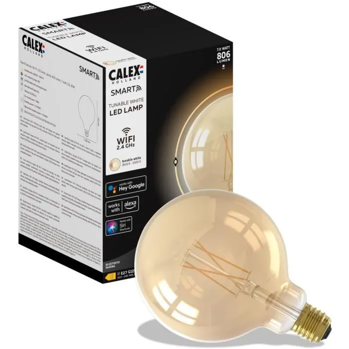 Calex Bombillas LED Filamento Conectadas Globo Ámbar G125 E27 Inteligente 5