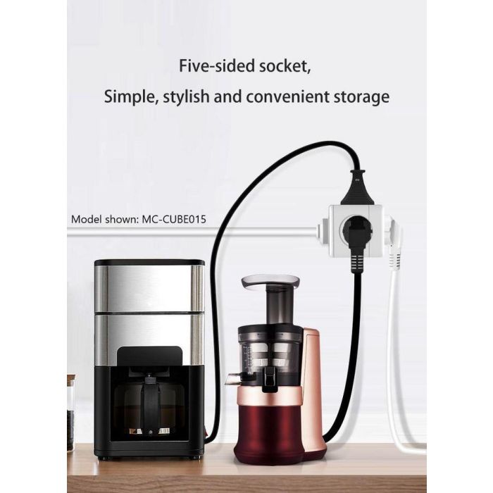 MicroConnect 5 way Schuko power cube with 1,5m cable, White 2 MicroConnect 5 way Schuko power cube with 1,5m cable, White 2