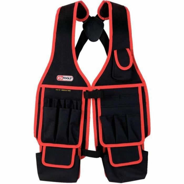 KS TOOLS Chaleco de Trabajo Multifuncional Poliéster con Bolsillo para Teléfono Talla Universal Ajustable