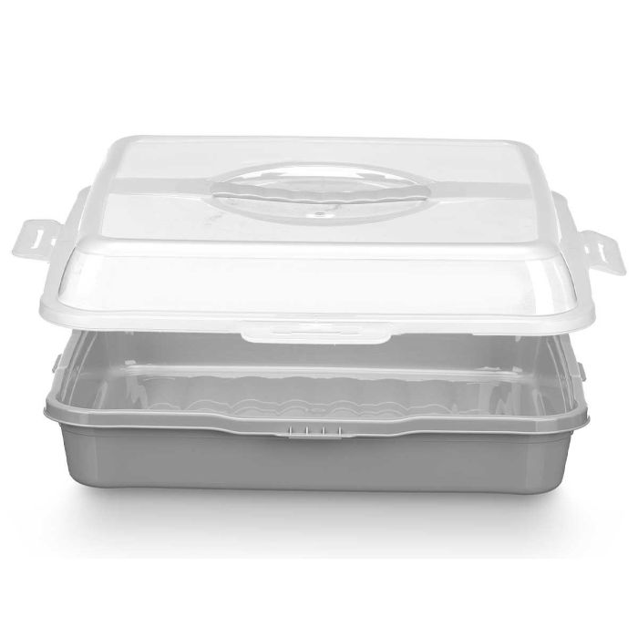 Portatarta Cuadrado Asa Gris Leknes 35x10.5x35 cm, Plástico PP (12 Unidades) 3 Portatarta Cuadrado Asa Gris Leknes 35x10.5x35 cm, Plástico PP (12 Unidades) 3