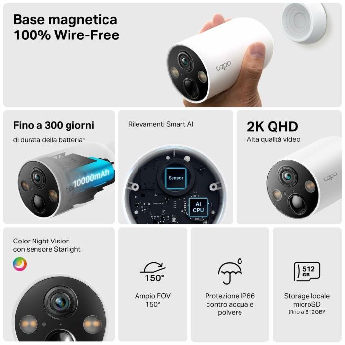 TP-Link Tapo C425 Cámara de Seguridad IP Exterior Inalámbrica WiFi 4MP 2K Batería 10000mAh Visión Nocturna Audio 2 Vías IP66 18 TP-Link Tapo C425 Cámara de Seguridad IP Exterior Inalámbrica WiFi 4MP 2K Batería 10000mAh Visión Nocturna Audio 2 Vías IP66 18