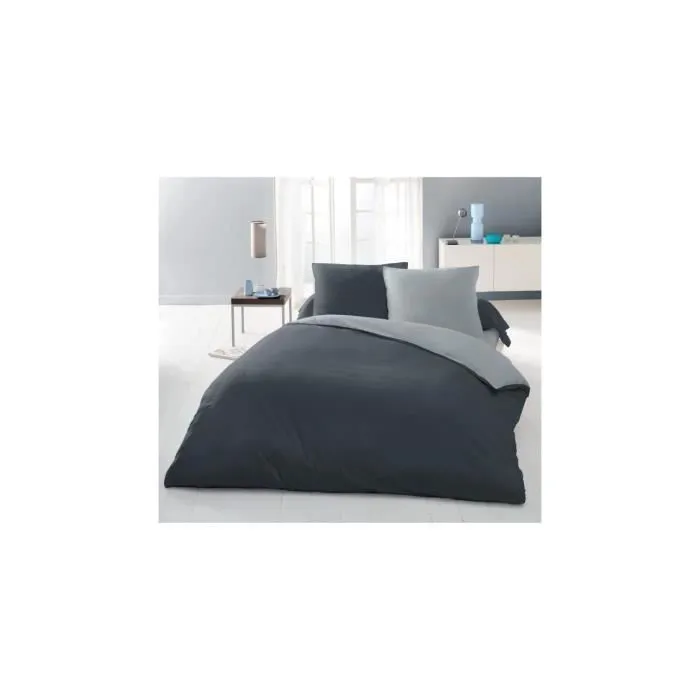 Lovely Home HOM3701393711296 Juego de Funda Nórdica para 2 Personas 220x240 cm 100% Algodón Bicolor Gris Claro y Oscuro 1