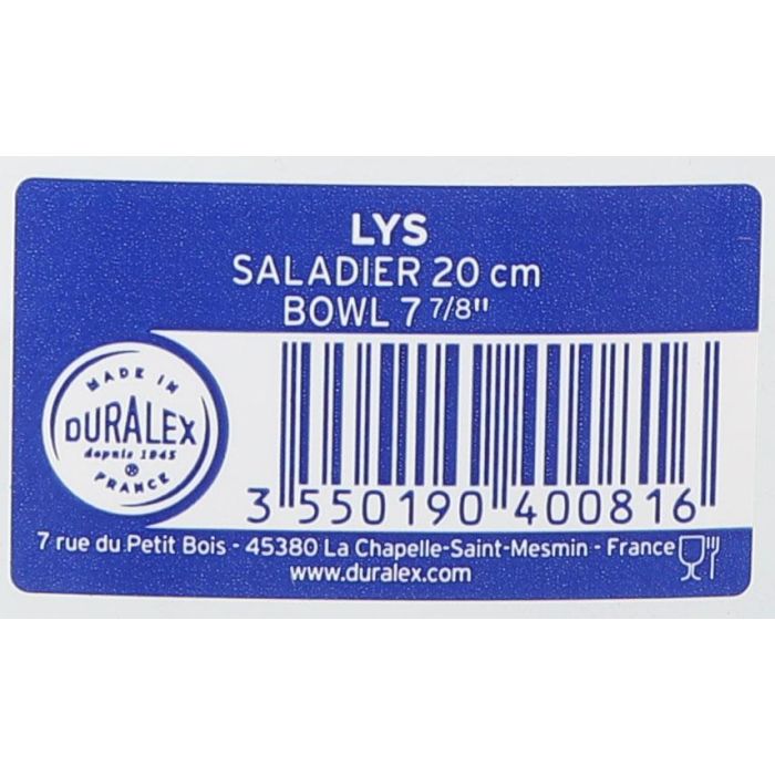 Duralex Ensaladera Ø20 cm 1.59 L Transparente Redonda Lys (24 Unidades)