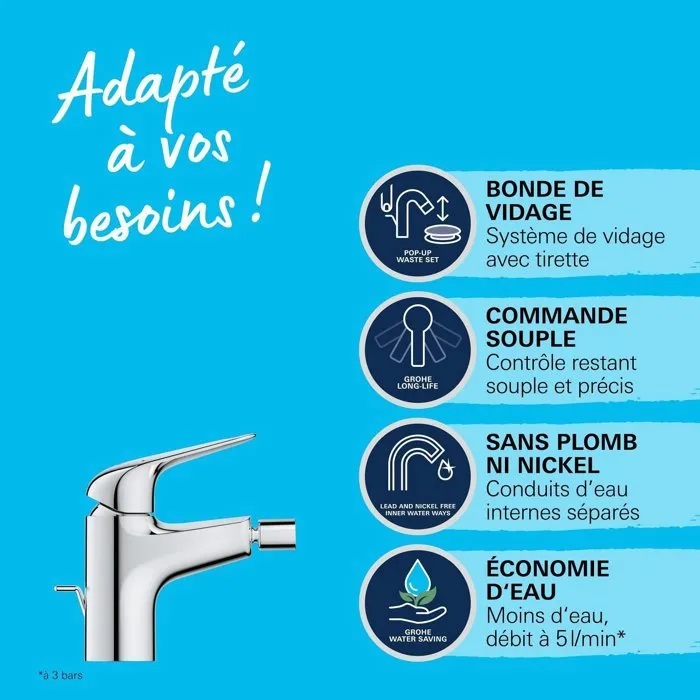 Grohe Mezclador Monomando de Bidé 24332001 Cromo Ahorro de Agua 3