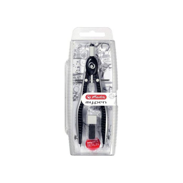 Compas Herlitz My.Pen Con Bigotera Negro/Gris 4 unidades