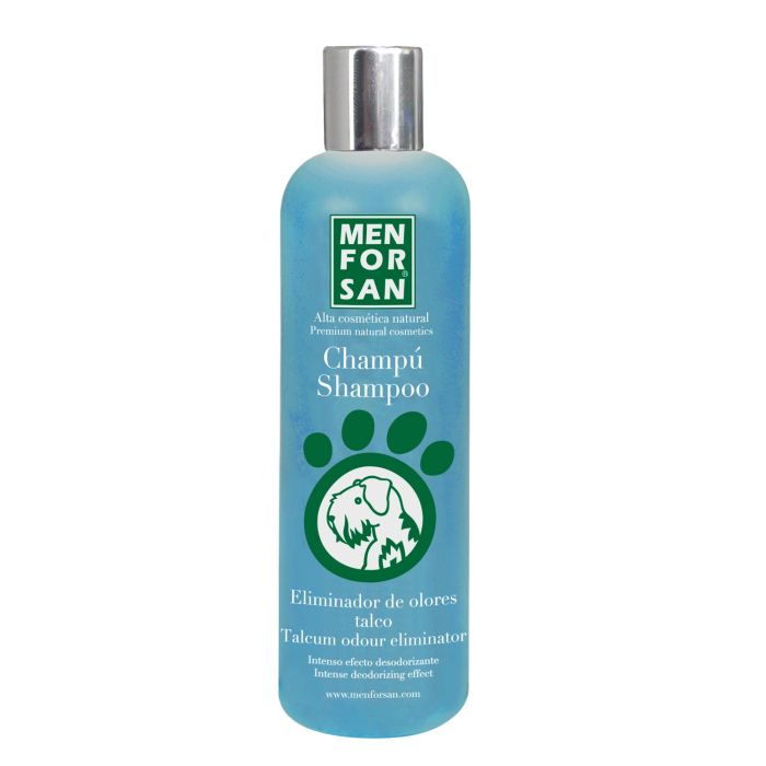 Men For San Champú Eliminador de Olores Talco para Perros, con Colágeno Hidratante, Neutraliza el Mal Olor, Uso Frecuente 300 ml