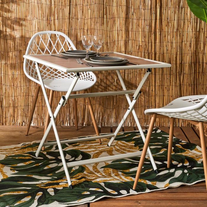 Home Deco Factory Mesa Plegable Metal y Vidrio Templado 70x70 cm Blanca 5
