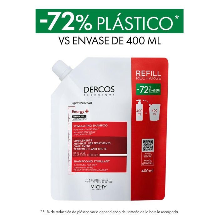 Vichy DERCOS TECHNIQUE Champú Anticaída Estimulante Recarga 400 ml con Aminexil y Vitamina B5 1 Vichy DERCOS TECHNIQUE Champú Anticaída Estimulante Recarga 400 ml con Aminexil y Vitamina B5 1
