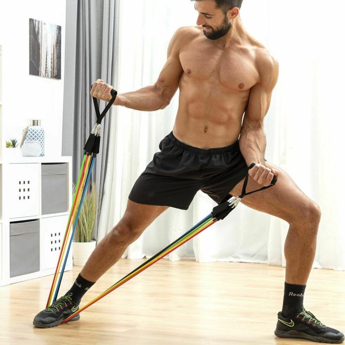 Pack Tabla de Flexiones Push-Up y Set de Bandas de Resistencia con Accesorios y Guía de Ejercicios InnovaGoods 24