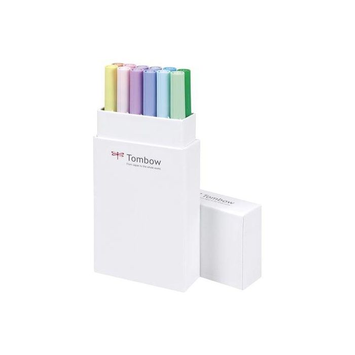 Rotulador Tombow Doble Punta Pincel Colores Pastel Estuche De 12