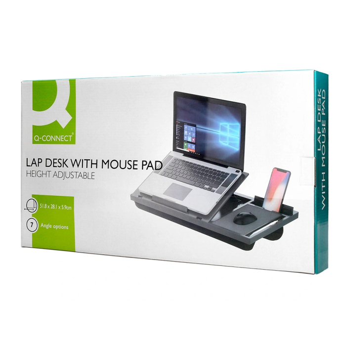 Q-connect Soporte Portátil Multifuncional Ajustable Hasta 17 Pulgadas, Soporte Movil y Ratón, 7 Ángulos, Negro 11