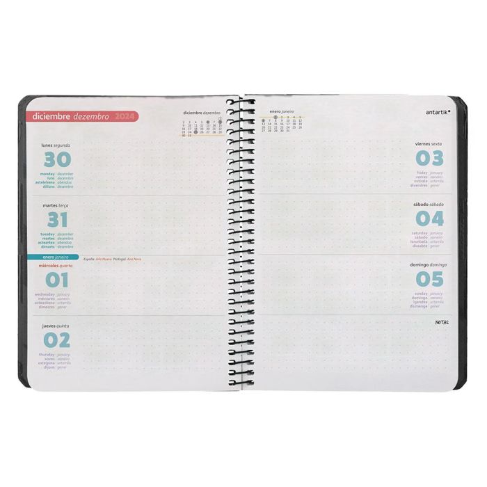 Agenda Espiral Antartik Pattern A6+ 2025 Semana Vista Color Negro Papel 80 gr 8