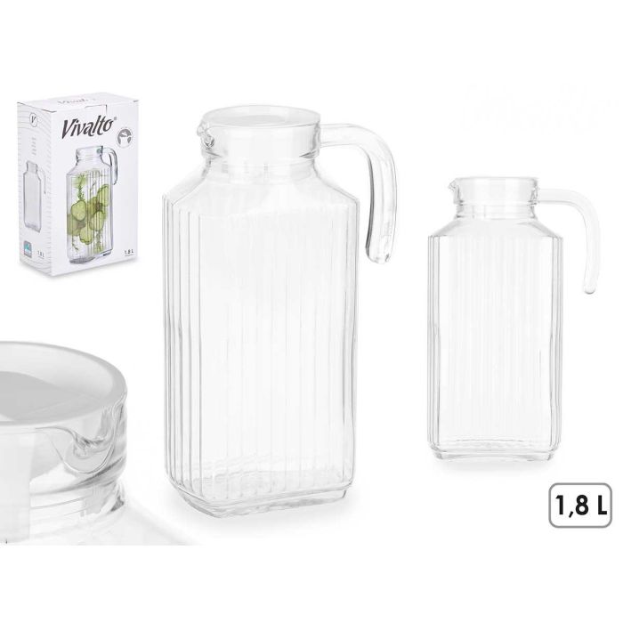 Jarra Vidrio Nevera 1,8L Con Asa Vivalto 15X26CM (6 Unidades) Jarra Vidrio Nevera 1,8L Con Asa Vivalto 15X26CM (6 Unidades)