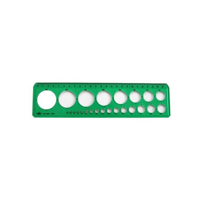 Domingo Ferrer Plantilla para Trazar Círculos 1-35 mm, Plástico Verde, Resistente a Golpes, 24.5 cm de Longitud