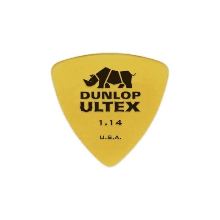 Dunlop Púas Ultex Triangle Amber 1.14 mm - Pack de 6 unidades para tonos cristalinos y durabilidad increíble