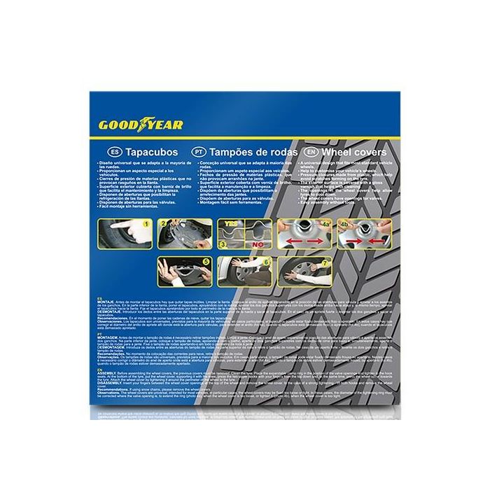 Tapacubos Goodyear Monaco 15" Negro Plateado 3 Tapacubos Goodyear Monaco 15" Negro Plateado 3