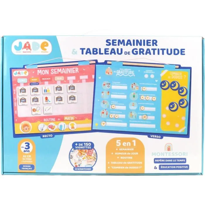 Jade Calendario Semanal de Gratitud para Niños JAD3301041415110 Montessori Juego Educativo Estado de Ánimo Sueño Diseño Francés 4