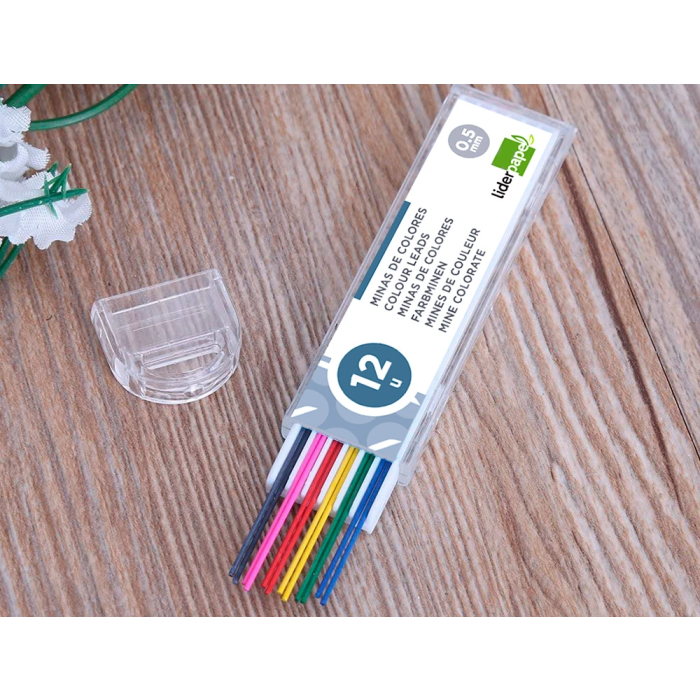 Liderpapel Minas Colores Surtidos Estuche 12 Minas Borrables 0,5 mm 4