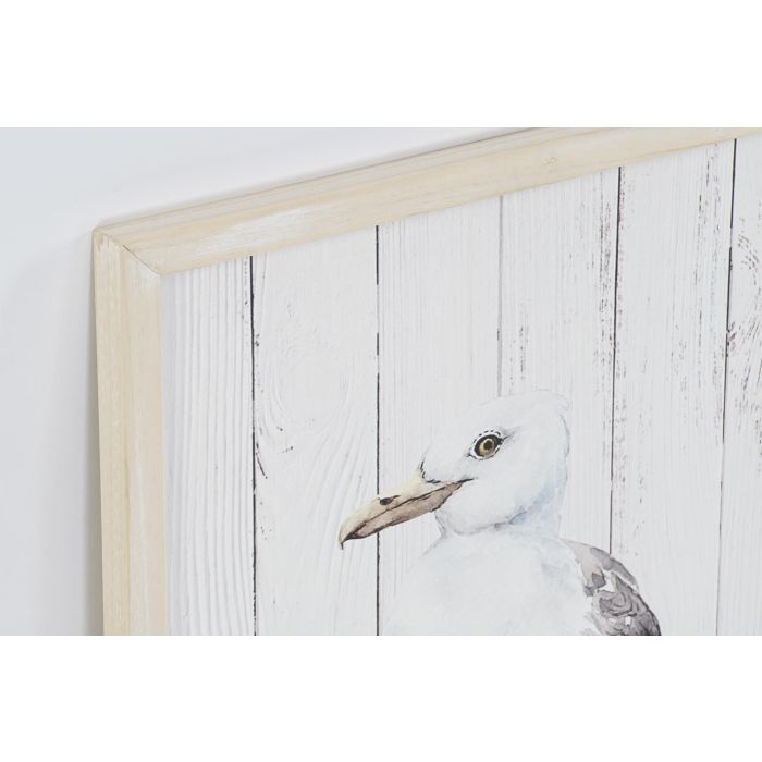 DKD Home Decor Cuadro Decorativo Estilo Mediterráneo con Gaviota, Material MDF, Color Blanco, 60x40 cm, Profundidad 1.8 cm - Juego de 2 Unidades 1