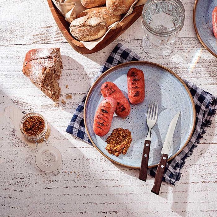 Tramontina Juego para Asado Tradicional 12 Piezas Acero Inoxidable Mangos Madera Oscura 3