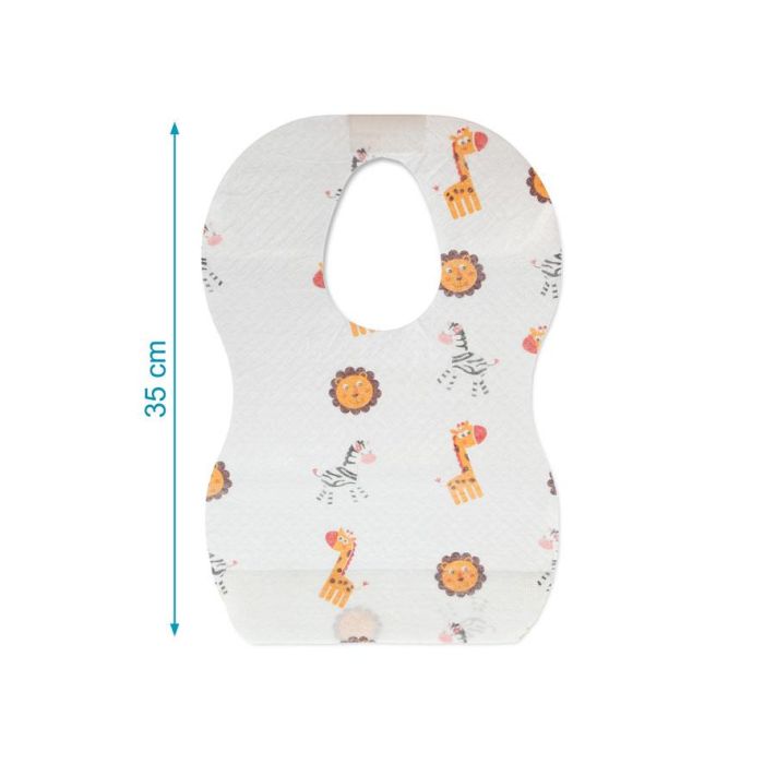 KioKids Baberos Desechables de Un Uso en Celulosa con Bolsillo Recoge-Migas, Multicolor, +6 Meses, 10 Unidades 3