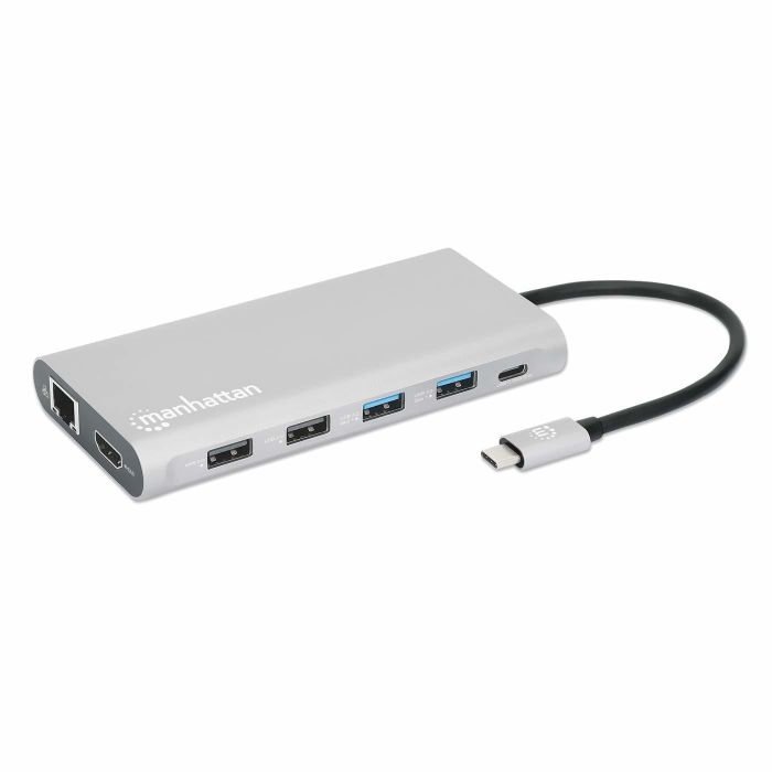 MANHATTAN 12-en-1 Docking Station USB-C con 3xHDMI, 4xUSB, DisplayPort y RJ45