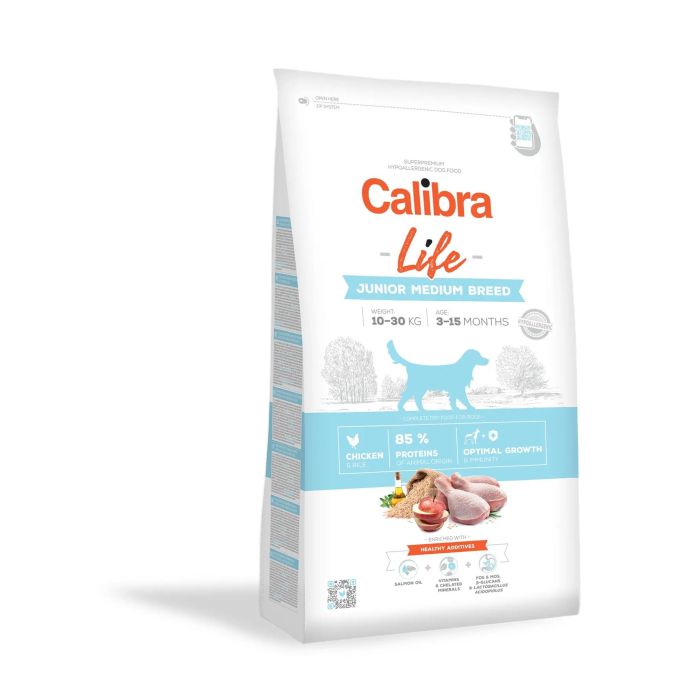 Calibra Dog Life Junior Medium Breed Pollo Alimento Hipoalergénico para Perros Junior Razas Medianas 12 kg