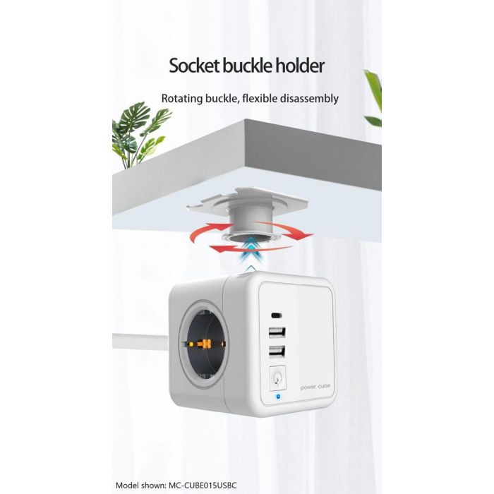 MicroConnect Regleta de Enchufes Cubo 4 Tomas Schuko, 2 Puertos USB-A, 1 USB-C, Cable 1.5m, Diseño Compacto para Escritorio Blanco 1 MicroConnect Regleta de Enchufes Cubo 4 Tomas Schuko, 2 Puertos USB-A, 1 USB-C, Cable 1.5m, Diseño Compacto para Escritorio Blanco 1